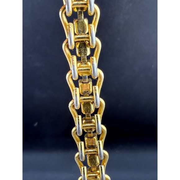 Gold Tone Rhinestone Bracelet Red White‎ 7" - Picture 7 of 8